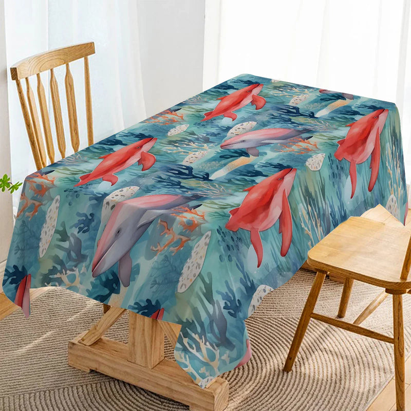Luxurious Axyaa Whale & Algae Washable Tablecloth for Dining & Events