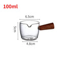 Axyaa Glass Measuring Cup with Wooden Handle and Single Spout, 100ml Coffee Supplies