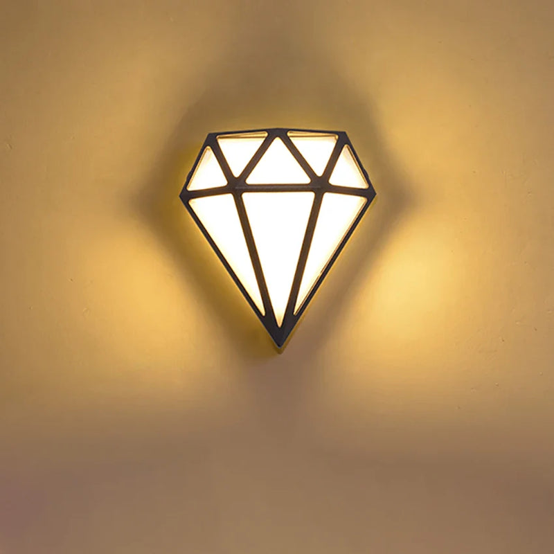 Axyaa Modern Diamond-Shaped Waterproof Wall Sconce for Porch, Terrace, and Garden Decor