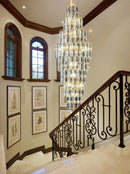 Axyaa Luxury Crystal Chandelier for Villa Living Room and Spiral Staircase