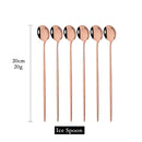 Axyaa Gold Cutlery Set: 6Pcs Long Handle Spoons for Coffee, Tea, Juice, Ice Cream