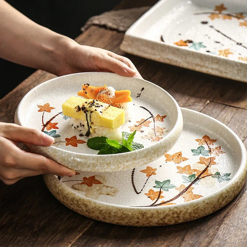 Axya Ceramic Plate Set: Simple & Elegant Japanese Style for Home Dining