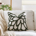 Axyaa Green Flower Embroidery Pillowcase - Decorative Sofa Throw Cushion Cover
