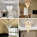 Axyaa Glass Leaf Chandelier for Kitchen Island and Dining Room, French Style Glass Shade