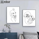 Minimalist Axyaa Mother and Child Wall Art Print for Home Decor