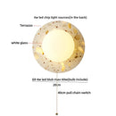 Axyaa White Glass LED Wall Light Fixture Terrazzo Stone Pull Chain Switch Home Decor