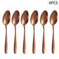 Axyaa Rose Gold Stainless Steel Tableware Set - 24pcs, Steak Knife, Dinner Fork, Soup Spoon, Tea Spoon