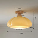 Axyaa Big Pumpkin Glass Pendant Light 30W Vintage Wood Hanging Lamp