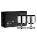 Axyaa Stainless Steel Wine Glass Set - High Sense Bartending Cocktail Tableware