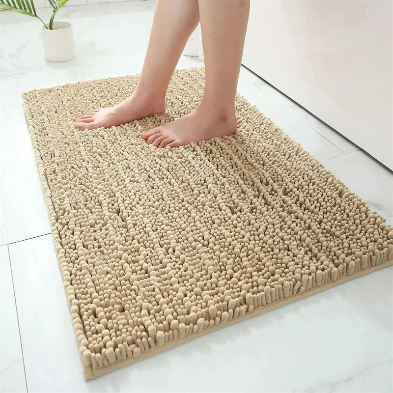 Axyaa Chenille Bath Mat: Soft, Absorbent, Anti-Slip Rug for Bathroom & Shower
