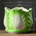 Axyaa Cabbage Flowerpot: Creative Cartoon Vegetable Basin with Tray - Garden Vase
