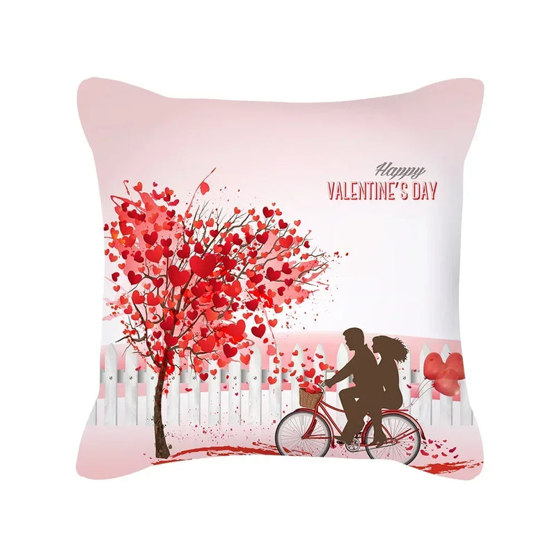 Red Geometric Pillow Case 45x45cm for Sofa, Car, Home Decor - Axyaa