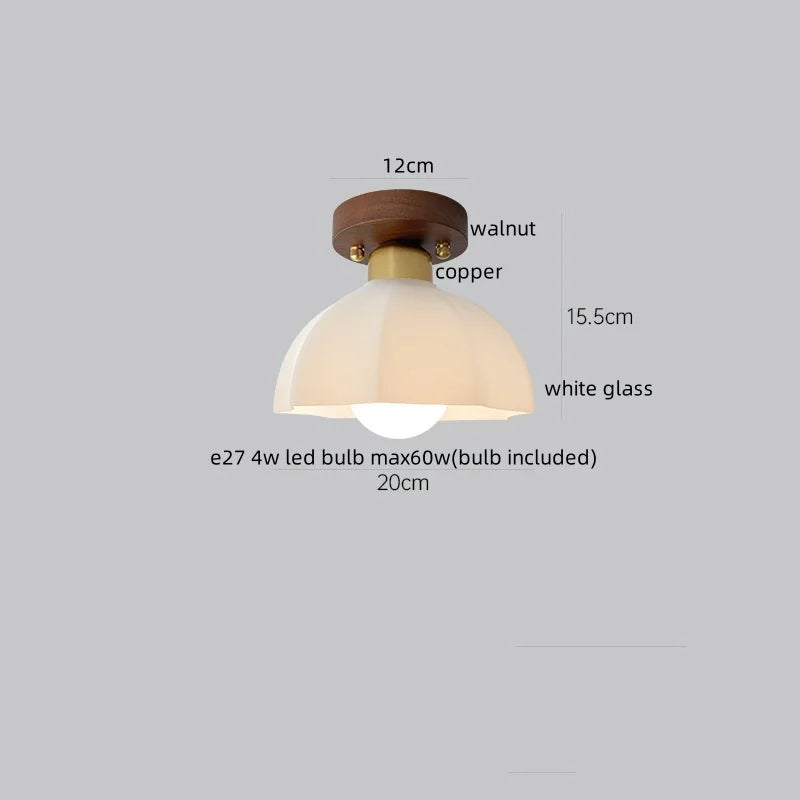 Axyaa Modern Wood Glass LED Ceiling Light for Kitchen Living Room Decor