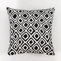 Axyaa Black White Embroidered Cotton Cushion Cover 45x45cm Square for Sofa Bed