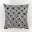 Axyaa Black White Embroidered Cotton Cushion Cover 45x45cm Square for Sofa Bed