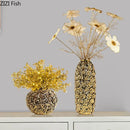 Axyaa Gold Plated Ceramic Rose Vase | Modern Home Wedding Decor & Ornaments