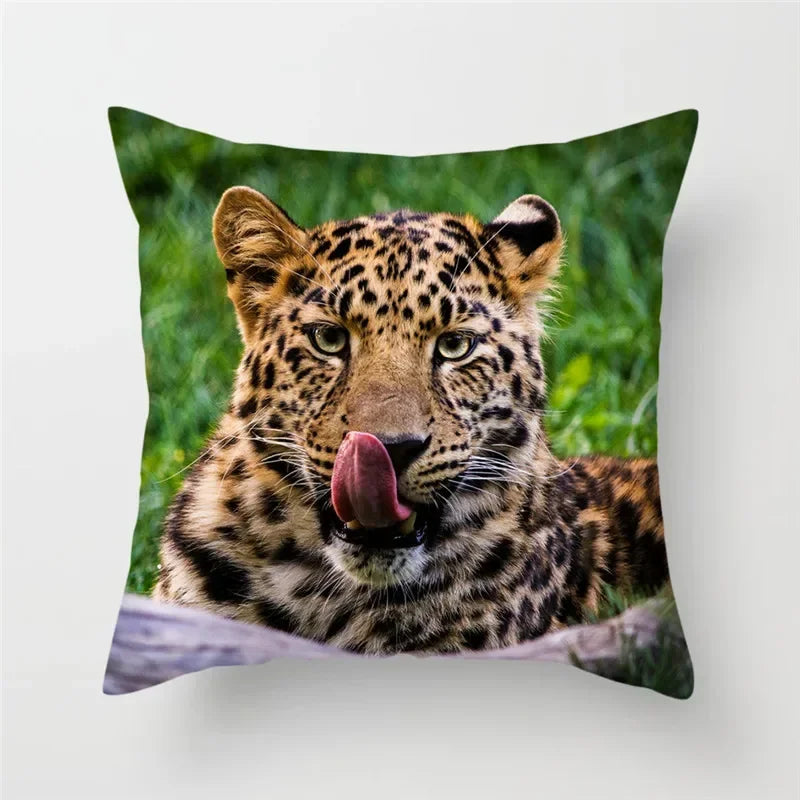 Cheetah Leopard Print Decorative Cushion Cover By Axyaa