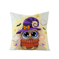 Axyaa Halloween Pillow Cover 45x45 - Pumpkin Owl Cat Spider Sofa Cushion Decor