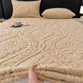 Axyaa Taffeta Velvet Jacquard Bed Cover - Winter Warm Anti-Static Fitted Sheet