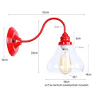 Axyaa Vintage Loft LED Wall Lamp Red Clear Glass Stair Light Fixtures