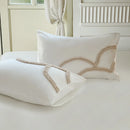 Axyaa 3D Flower Embroidery Bedding Set with Duvet Cover & Pillowcase
