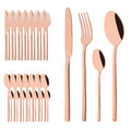 Axyaa 32-Piece Gold Stainless Steel Cutlery Set - Western Kitchen Flatware