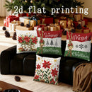 Axyaa Merry Christmas Poinsettia Greeting Pillow Cover for Sofa, Bedroom, Car