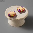 Axyaa Ceramic High Foot Dessert Plate Set: Unique Restaurant Dim Sum Tableware