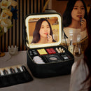 Axyaa Lighted Mirror Travel Makeup Bag - Professional Cosmetic Organizer