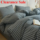 Axyaa Luxury Cotton Stripe Duvet Cover Set - Yarn-Dyed Bedding Set