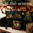 Axyaa Christmas Cats and Tree Cushions - Rectangular Back Pillow Cover for Sofa Bedroom Car