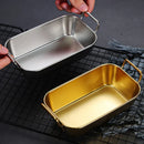 Stainless Steel Serving Tray Korean Snack Plate Bread Basket Organizer for Kitchen Axyaa