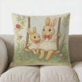 Axyaa Cute Bunnies Swing Floral Pillow Cover