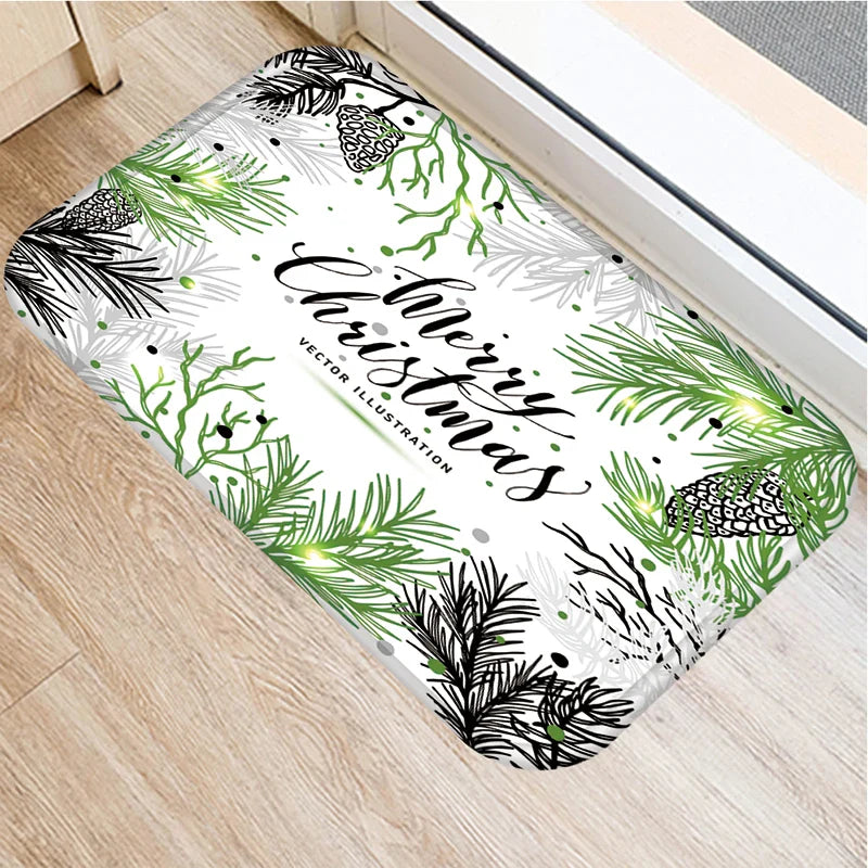 Axyaa Christmas New Year Home Decor Entrance Door Mat Non-Slip Living Room Hallway Carpet
