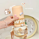 Axyaa Kawaii Thermal Water Bottle with Straw Stainless Steel Thermos