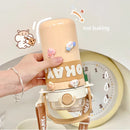 Axyaa Kawaii Thermal Straw Water Bottle - Stainless Steel, Keep Drinks Hot/Cold, Cute Design & Durable