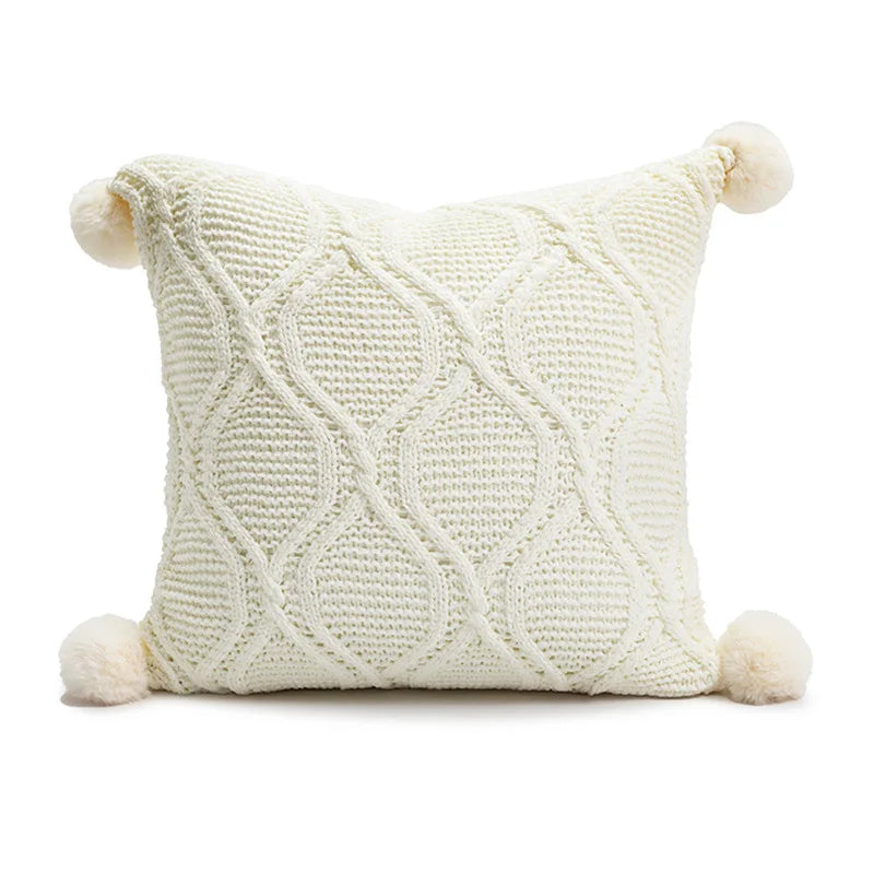 Christmas Chenille Plush Tufted Heart Tree Sugar Beige Cushion Cover for Home Decoration