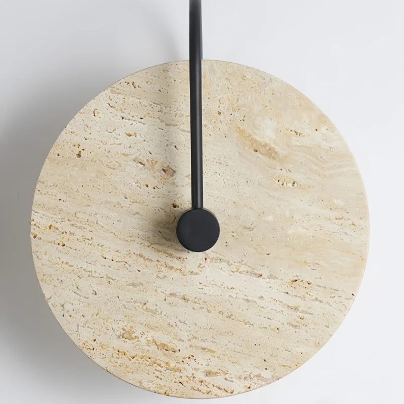 Axyaa Round Yellow Travertine Wall Light - Wabi Sabi Interior Bedside Lamp