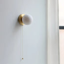Axyaa White Glass Ball LED Wall Lamps Art Vintage Brass Stair Light Lampara Pared