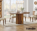 Axyaa 55" Rustic Wood Oval Dining Table for 4-6 People, Small Seminar Table