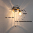 Axyaa Copper Base LED Wall Sconce, Pull Chain Switch, Clear Glass, Nordic Modern Rotation