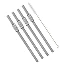 Axyaa Glass Drinking Straw Set with Brush - 4Pcs Smoothies Cocktails Bar Accessories