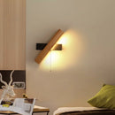 Axyaa Wood Wall Sconce Pull Chain Switch Nordic LED Stair Light Fixtures