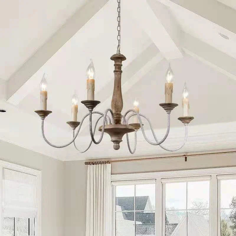 Axyaa Rustic Wooden Chandelier for Home Decor and Lighting