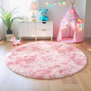 Axyaa Tie-Dye Round Plush Area Rug - Soft Fluffy Shaggy Mat for Trendy Home Decor
