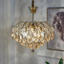 Axyaa Gold Metal Crystal LED Pendant Chandeliers for Luxury Home Decor and Lighting