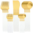 Axyaa 30-Piece Stainless Steel Matte Gold Cutlery Set & Tableware Kit