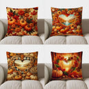 Axyaa Autumn Leaves & Pumpkins Pillow Cover for Sofa, Bedroom, Car - Decorative Cushion Cover