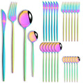 Axyaa 24-Piece Stainless Steel Cutlery Set with Forks, Knives, and Spoons