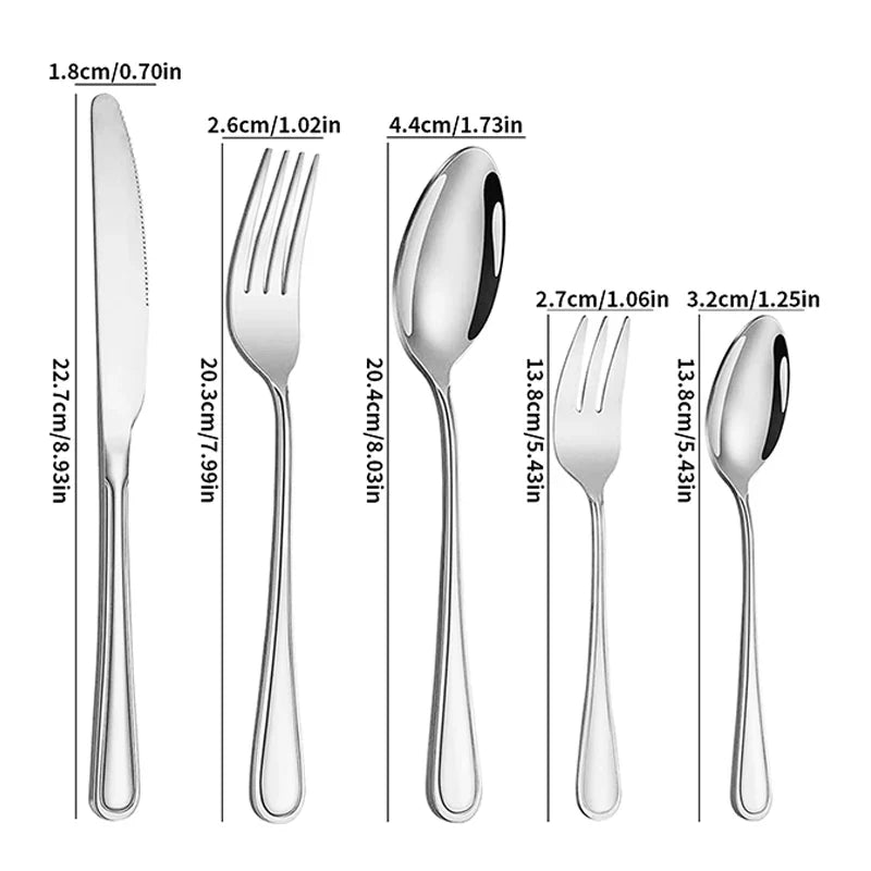 Axyaa 30-Piece Stainless Steel Cutlery Set - Ideal for Restaurants and Hotels